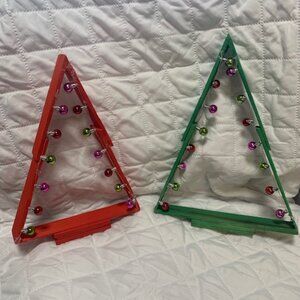 12 Inch  wooden Christmas Trees    Red And green
